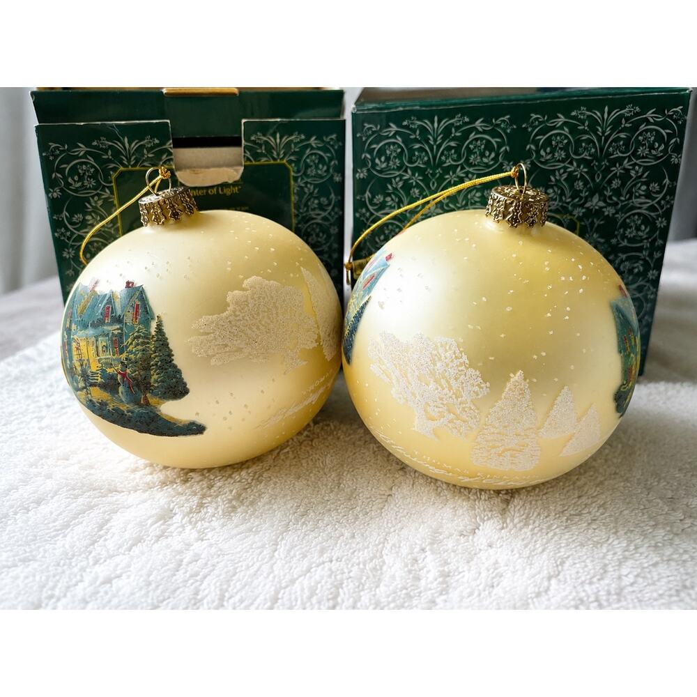 2 Thomas Kinkade Blessings Christmas glass ball typically part the Brushworks
